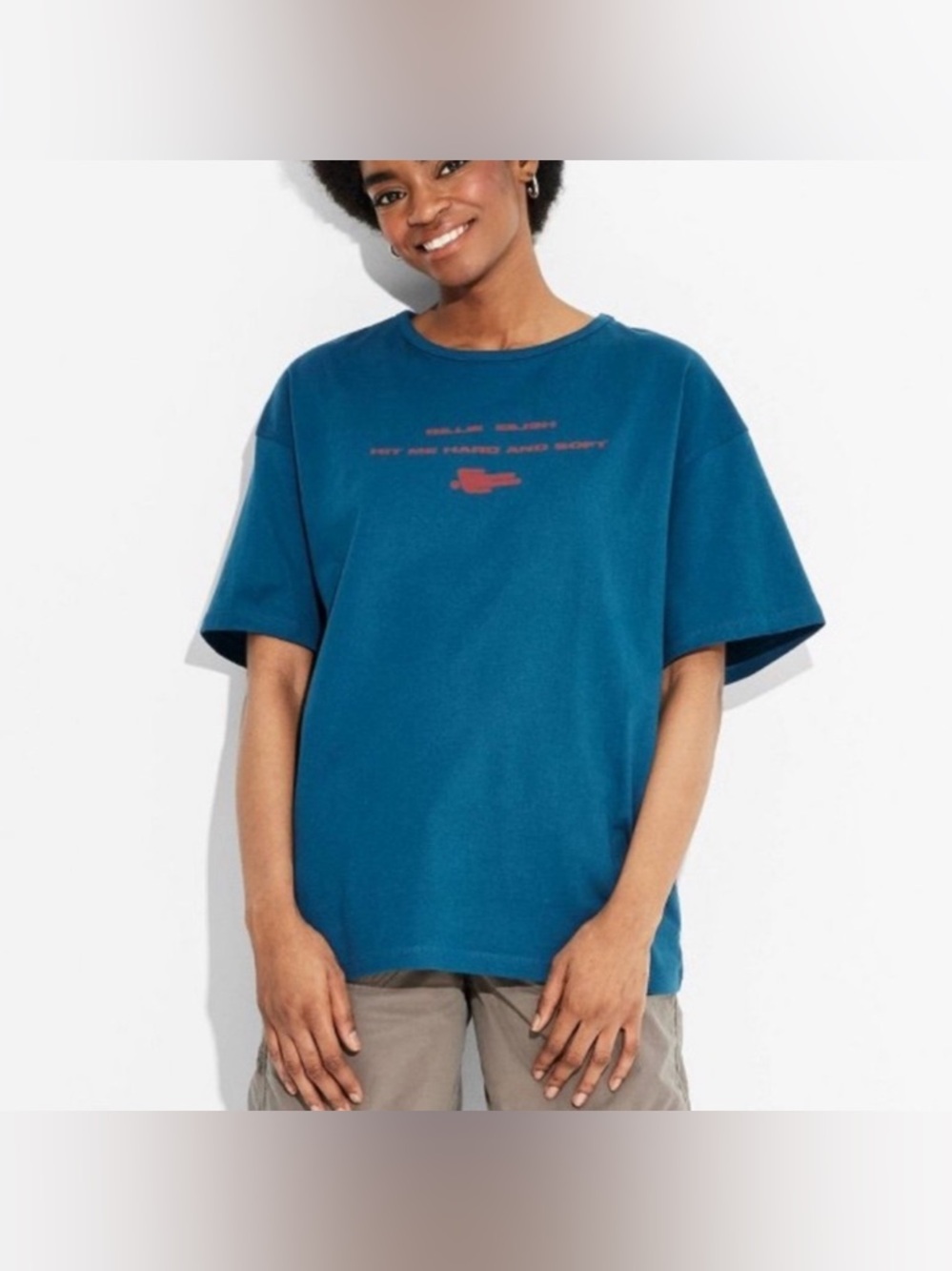 Billie Eilish Women's Oversized Short Sleeve Graphic T-Shirt Blue XL